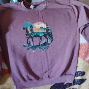 Purple Sweatshirt with Horse Graphic